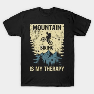 Mountain biking is my therapy distressed look vintage T-Shirt